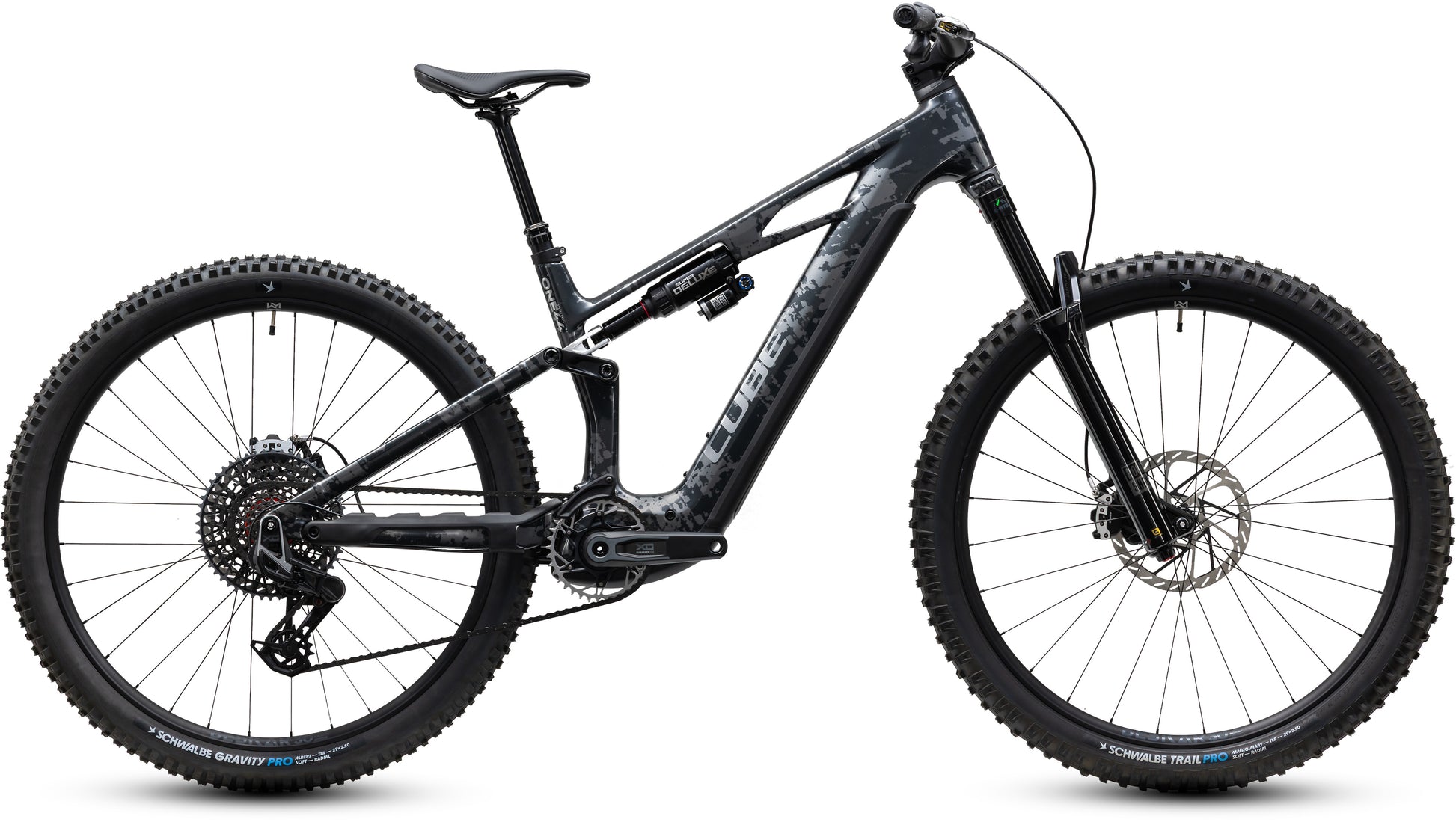 CUBE Stereo Hybrid ONE44 HPC Super TM 800 E-MTB in graphiteglitch'n'grey, Seitenansicht