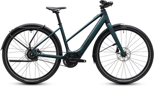CUBE Editor Hybrid SLX 400X FE in glitterteal´n´black, E-Bike mit Schutzblechen und Gepäckträger