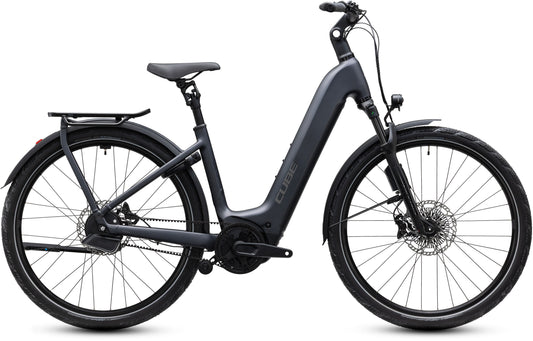 CUBE Kathmandu Hybrid Deluxe EXC 800 in stealthgrey'n'grey, E-Trekkingbike mit Tiefeinstieg