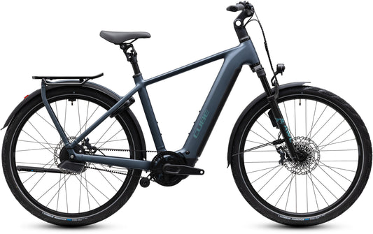 CUBE Kathmandu Hybrid Deluxe SLX 800 in mineralblue'n'blue, E-Trekkingbike mit Gepäckträger