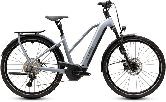 CUBE Kathmandu Hybrid EXC 800 slategrey’n’chrome E-Bike mit Gepäckträger und Federgabel