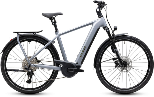 CUBE Kathmandu Hybrid EXC 800 in slategrey´n´chrome, E-Bike mit Gepäckträger und Federgabel