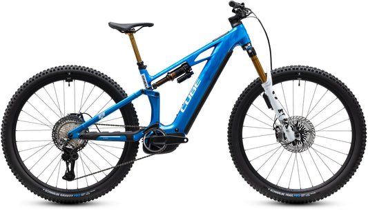 CUBE Stereo Hybrid ONE44 HPC AT 800 actionteam E-Mountainbike, blau, Fully, Seitenansicht