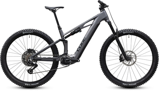 CUBE Stereo Hybrid ONE44 HPC EXC 800 E-MTB vollgefedert in slabgrey'n'black Seitenansicht