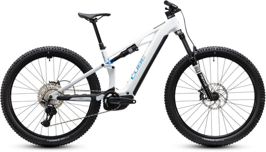 CUBE Stereo Hybrid ONE44 HPC Pro 800 E-MTB in metallicwhite'n'blue, Seitenansicht