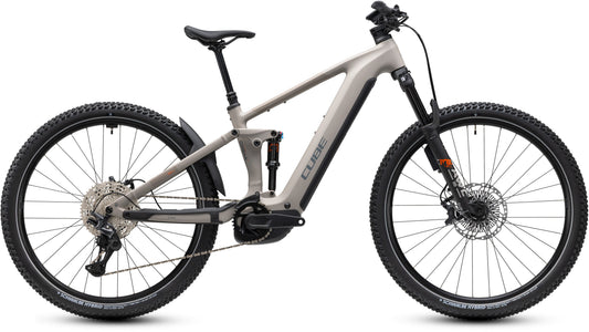 CUBE Stereo Hybrid ONE44 SLX 800 oatgrey´n´grey E-Mountainbike, Seitenansicht