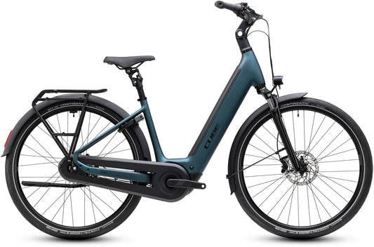 CUBE Supreme RT Hybrid Comfort EX 600 E-Bike in royalgreen´n´black mit Tiefeinstieg und Gepäckträger