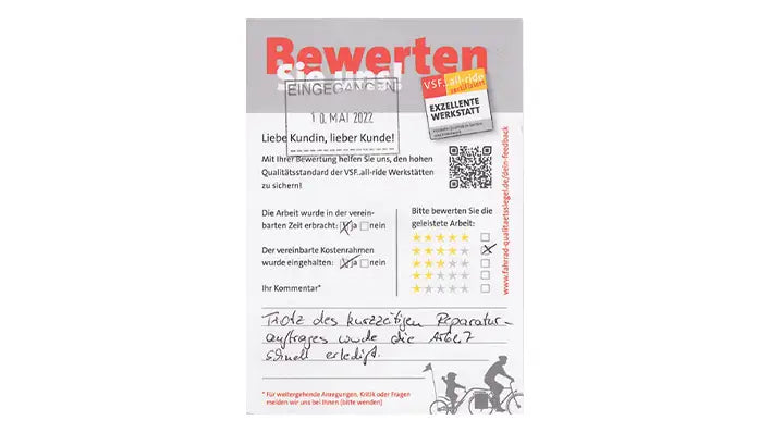 Kundenmeinungen zur Werkstatt im BIKE Market