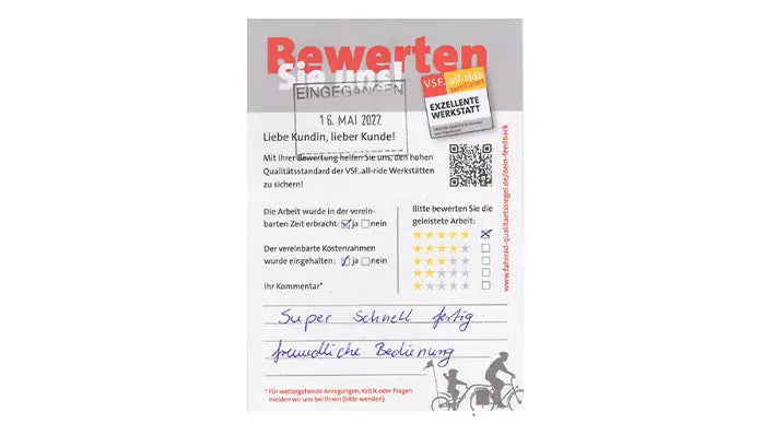 Kundenmeinungen zur Werkstatt im BIKE Market