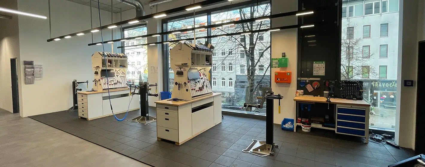 Fahrradwerkstatt im CUBE Store Hamburg-Altona